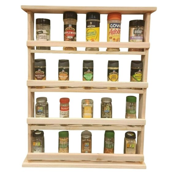 Wooden Spice Rack | 4-Tier Rustic Spice Organizer|Handmade Natural Wood | - Picture 5 of 5